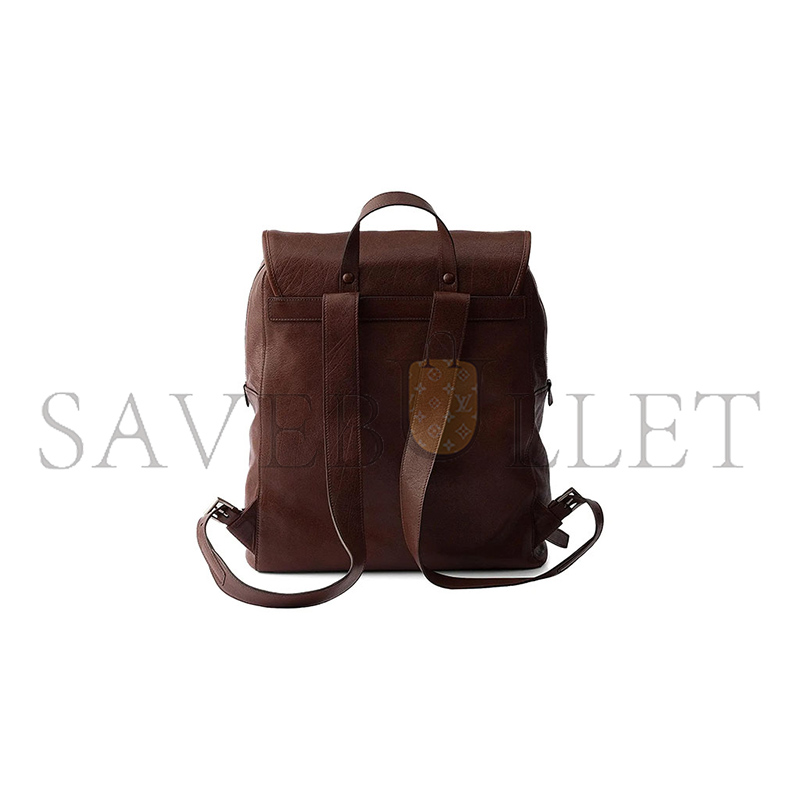 Pra*a BROWN BUCKLED LEATHER BACKPACK 2VZ119 (38*32*12cm)